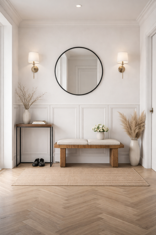 Panel Ścienny Dekoracyjny Biały Ramka Sztukateria 100x50 cm XPS  przedpokój.png